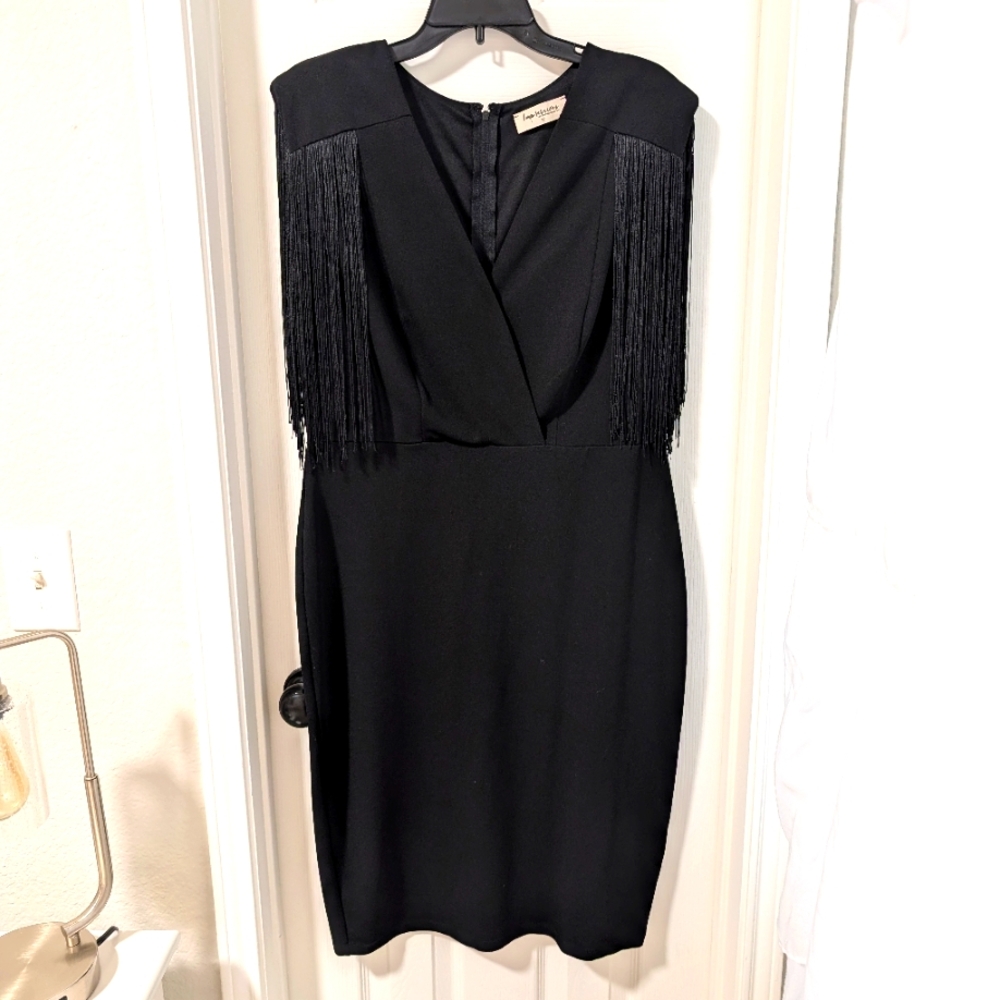 3/$10 Impressions Daily Romance Black Fringe Dress